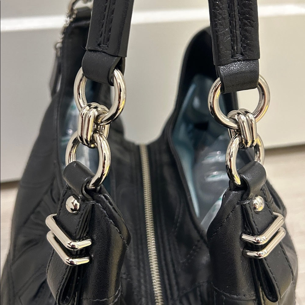 Coach (EUC) Madison Op Art Maggie Embellished Leather Shoulder Bag - Picture 9 of 17